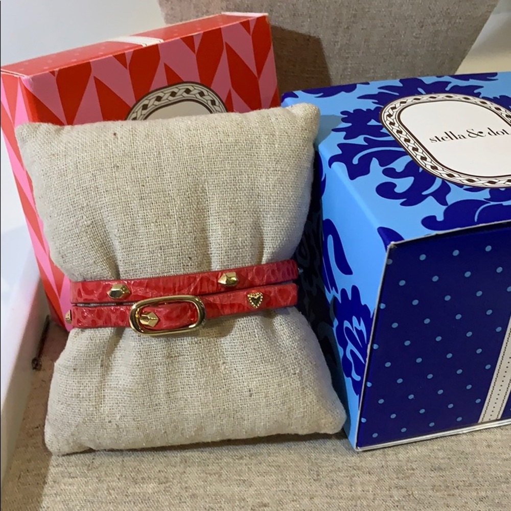 Stella & Dot Red Leather Wrap Bracelet